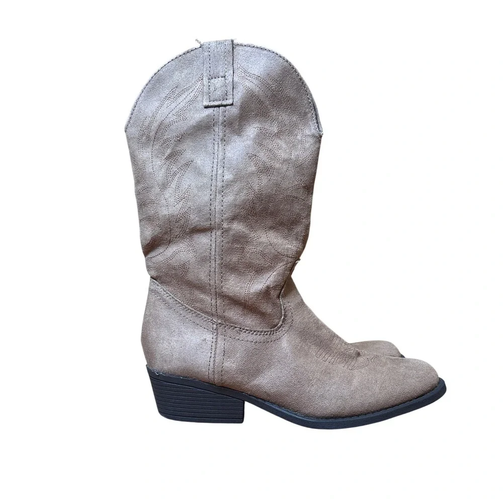 Rampage Walden Cowboy Boots Women Tan Faux Suede Western SIZE 8M - Picture 1 of 8